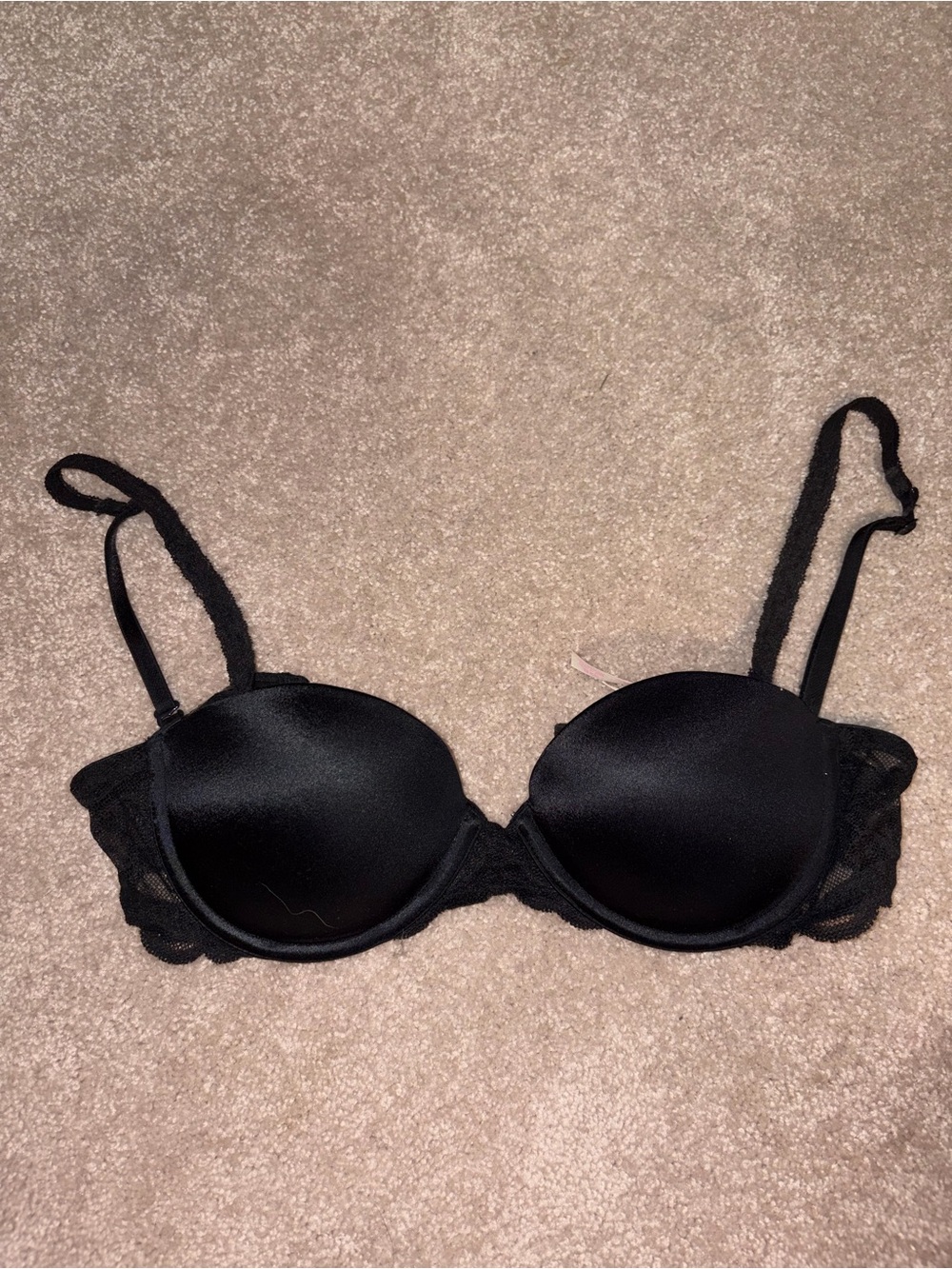 Victoria's Secret Black Padded Lace-Trim Bra